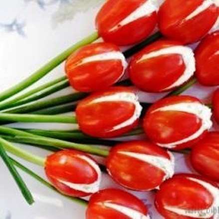 ramalhete de tulipa com tomate cereja